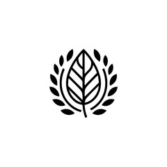 Minimalist Leaf Logo: Black and White Nature Design