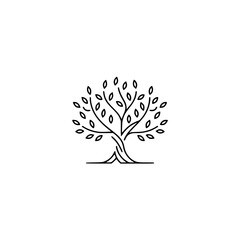 Minimalist Line Art Tree Logo on White Background