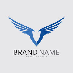 Wings logo and animal wings icon sign stock logo design graphic illustration