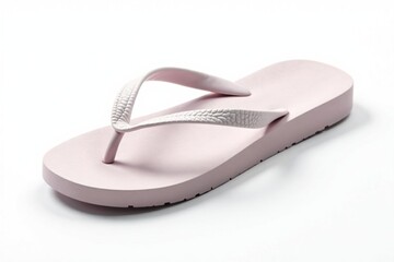 Single white flip-flop isolated on pure white background , summer footwear, product
