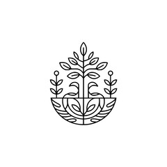 Minimalist Botanical Emblem: Tree of Life, Geometric Design