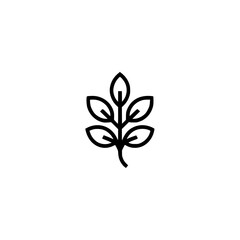 Minimalist Black Leaf Icon on White: Nature, Modern, Logo Design