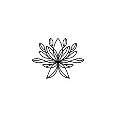 Minimalist Floral Logo: Line Art Flower Icon on White