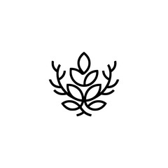 Fototapeta premium Minimalist Plant Emblem in Black & White, Branding Design