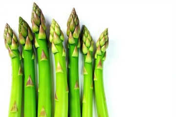 Fototapeta premium Freshly picked asparagus spears, arranged on white , simple, vegetable, diet