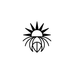 Minimalist Sun and Lotus Logo Design on White Background