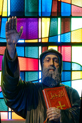 Fototapeta premium Statue of Saint Charbel Makhlouf. Lebanese Saint of the Roman Catholic Church.