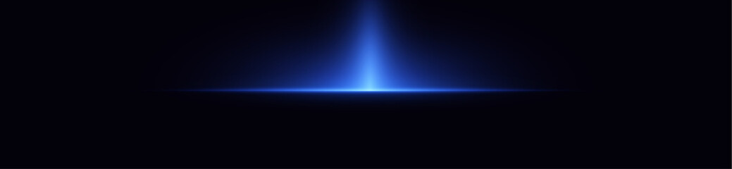 Laser lines of light. Horizontal neon light. Neon blue horizontal speed lines. Glowing stripes....