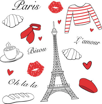 French elements pattern retro style vector