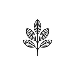Minimalist Leaf Branch Icon, Simple Botanical Design, Black and White