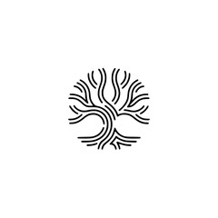 Obraz premium Minimalist Tree of Life Line Art Logo Design