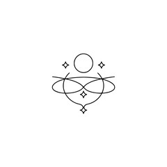 Minimalist Abstract Celestial Logo Design, Line Art, Spiritual