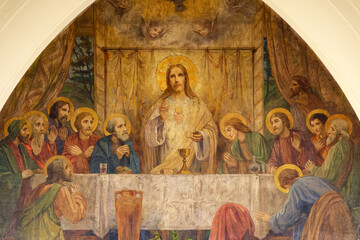 Fresco of Last supper of Jesus-Christ.