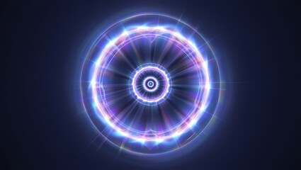 Abstract blue energy ring with radiant light effects