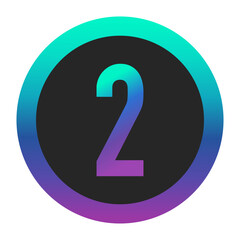 Modern Gradient Number Two with Circular Border and Multi-Color Effect
