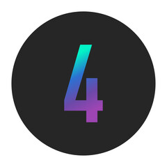 Vibrant Gradient Number Four with Multi-Tone Effect on Dark Circular Background