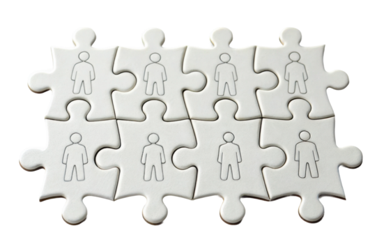 Puzzle pieces representing teamwork and collaboration, ideal for business concepts and motivational themes - Powered by Adobe
