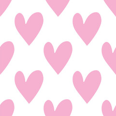 Seamless pattern with cute cartoon hearts. Valentines illustration