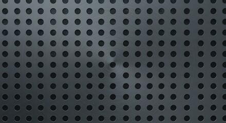 Metallic Grid Symphony Dark Grey Dotted Texture Subtle Steel Reflections Grey Scale Perforated Surface Abstract Metal Pattern Circles In Dark Metal Silver Dots On Black Metal AI Generated