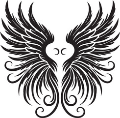 Fototapeta premium black wings vector illustration, wings silhouette vector, wings vector on white background