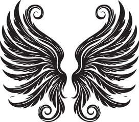 Obraz premium black wings vector illustration, wings silhouette vector, wings vector on white background