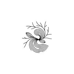 Abstract Botanical Line Art on White, Minimalist Design