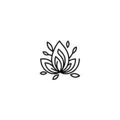 Minimalist Line Art Lotus Logo on White Background
