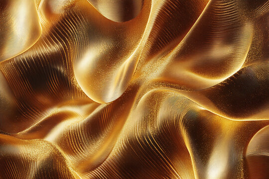 Elegant flowing golden waves with fine textured lines and sparkling particles. Perfect for luxury branding, premium packaging, digital backgrounds, fashion visuals, festive designs, and modern art.