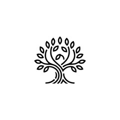 Minimalist Line Art Tree Logo: Growth, Nature, Harmony