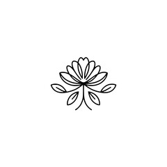 Minimalist Floral Line Art Logo on Light Gray Background