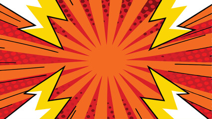 Comic Book Style Explosion Background Red, Orange, Yellow Radiating Design