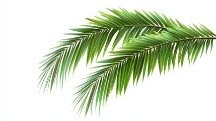 Set of green palm leaves with hawaii on white background. Vector hawaii leave illustration eps10