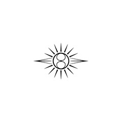 Minimalist Sun Symbol with Infinity Element on White Background