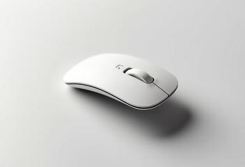 Wireless computer mouse on minimalist white background  