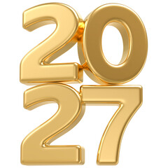 Happy New Year 2027 Gold 3D Render