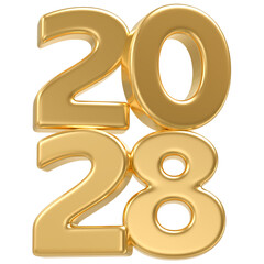 Happy New Year 2028 Gold 3D Render