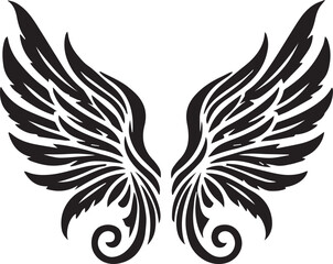 Obraz premium black wings vector illustration, wings silhouette vector, wings vector on white background