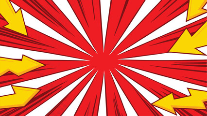 Fototapeta premium Dynamic Comic Book Action Burst Background Red Yellow Arrows