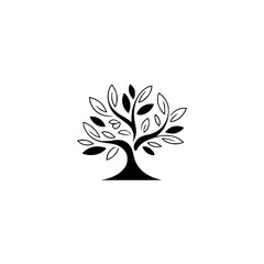 Minimalist Tree Logo: Black and White Icon, Nature, Growth, Wellness