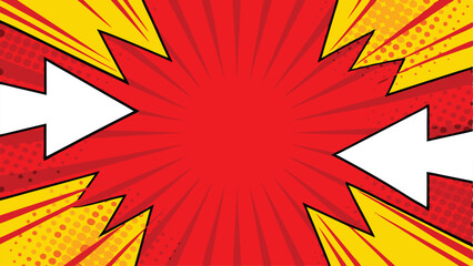 Dynamic Comic Book Style Background with Arrows and Red Burst