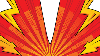 Comic Book Explosion Background Red, Yellow, Power, Dynamic, Action, Energy, Radiating, Pop Art, Gra