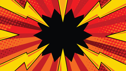 Comic Book Explosion Background Red, Yellow, Black, Power