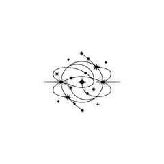 Celestial Mandala: Minimalist Starry Design, Elegant Vector Illustration