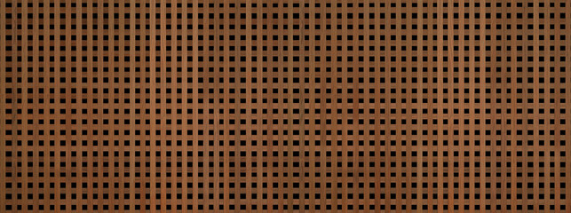 Long panoramic wooden background banner - brown wooden acoustic panels texture seamless...