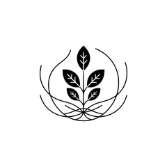 Minimalist Black Leaf Logo on White: Modern Botanical Emblem