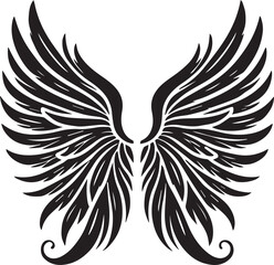 Obraz premium black wings vector illustration, wings silhouette vector, wings vector on white background
