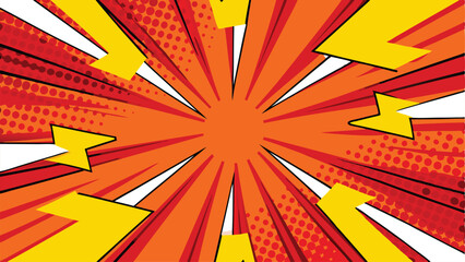 Dynamic Comic Book Explosion Red, Orange, Yellow Power Burst
