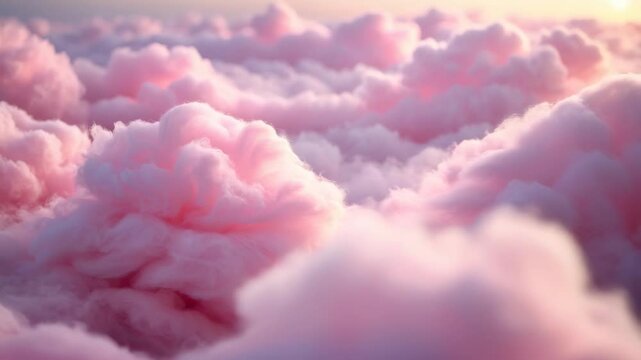 Colorful pink fluffy cotton candy backdrop, soft-hued sweet candyfloss, abstract blurred dessert surface