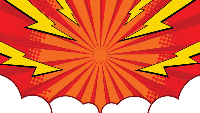 Comic Book Explosion Dynamic Red, Orange, Yellow Burst