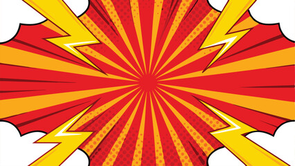 Comic Book Explosion Background Red, Yellow, Lightning, Power